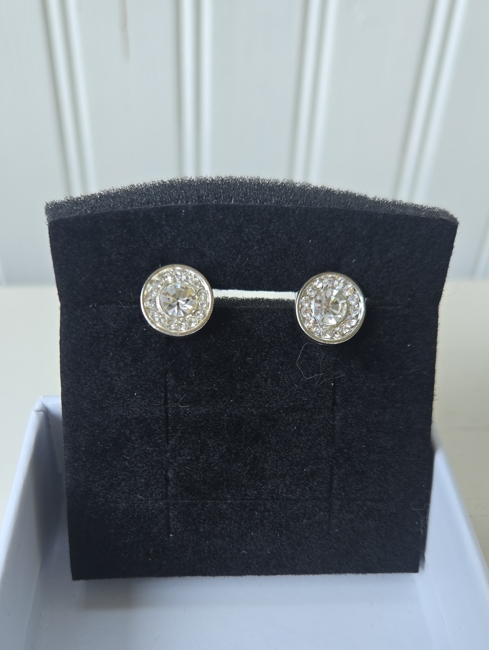 Classic Silver Crystal Halo Stud Earrings - Clear